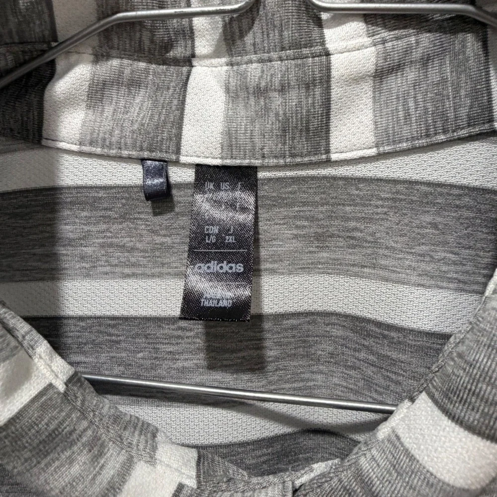 Adidas Mens Polo Shirt Striped Gray L‎